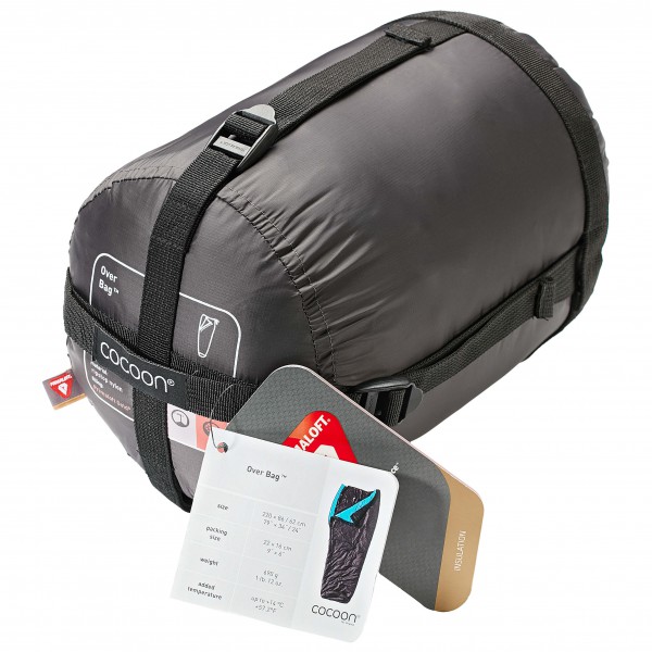 Cocoon - Overbag Ripstop Nylon & Primaloft - Kunstfaserschlafsack Gr 200 x 86 cm / 62 cm schwarz/grau von Cocoon