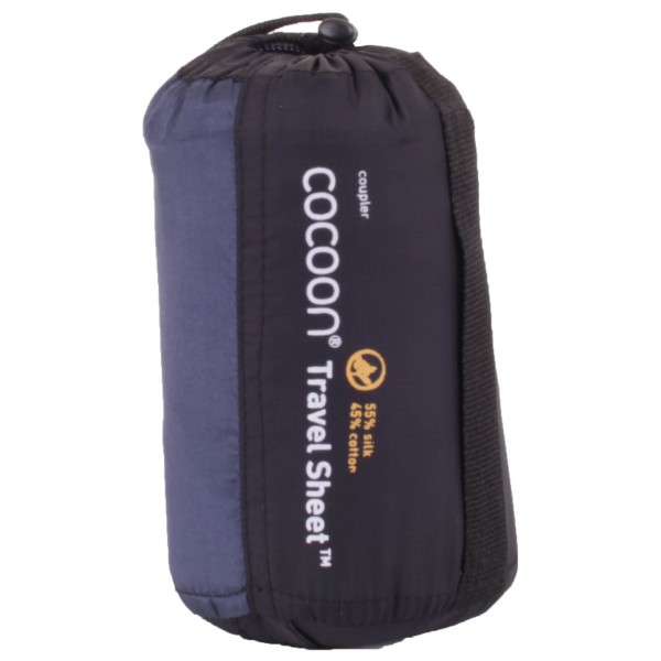 Cocoon - Silk Cotton Travelsheet Coupler - Reiseschlafsack Gr 220 x 83 cm blau/grau von Cocoon