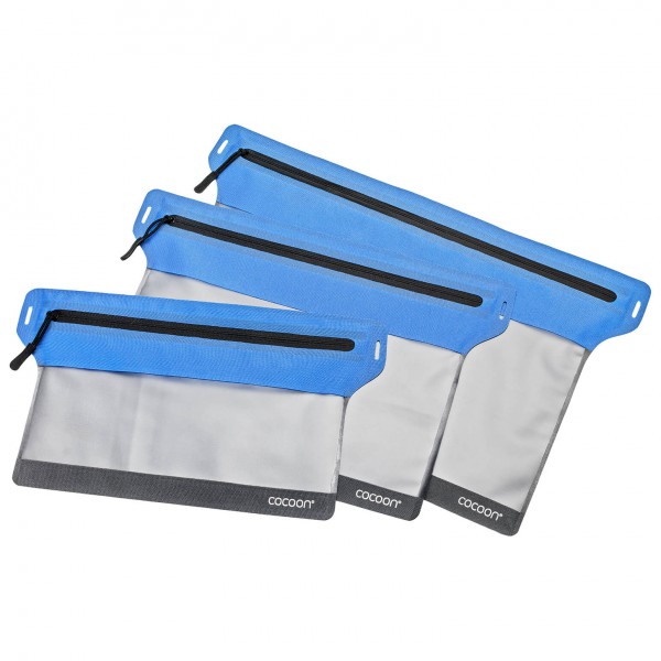 Cocoon - Zippered Flat Document Bags - Wertsachenbeutel Gr L - 32 x 25 cm;M - 27 x 22 cm;S - 23 x 18,5 cm blau/grau;grau von Cocoon