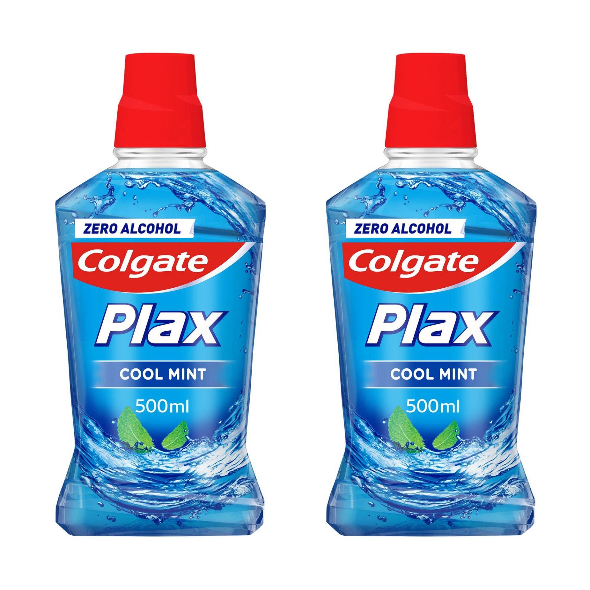 Plax Cool Mint Mundspülung Ohne Alkohol, Langanhaltender Frischer Atem Gegen Mundgeruch Duo Damen  2X500ML von Colgate