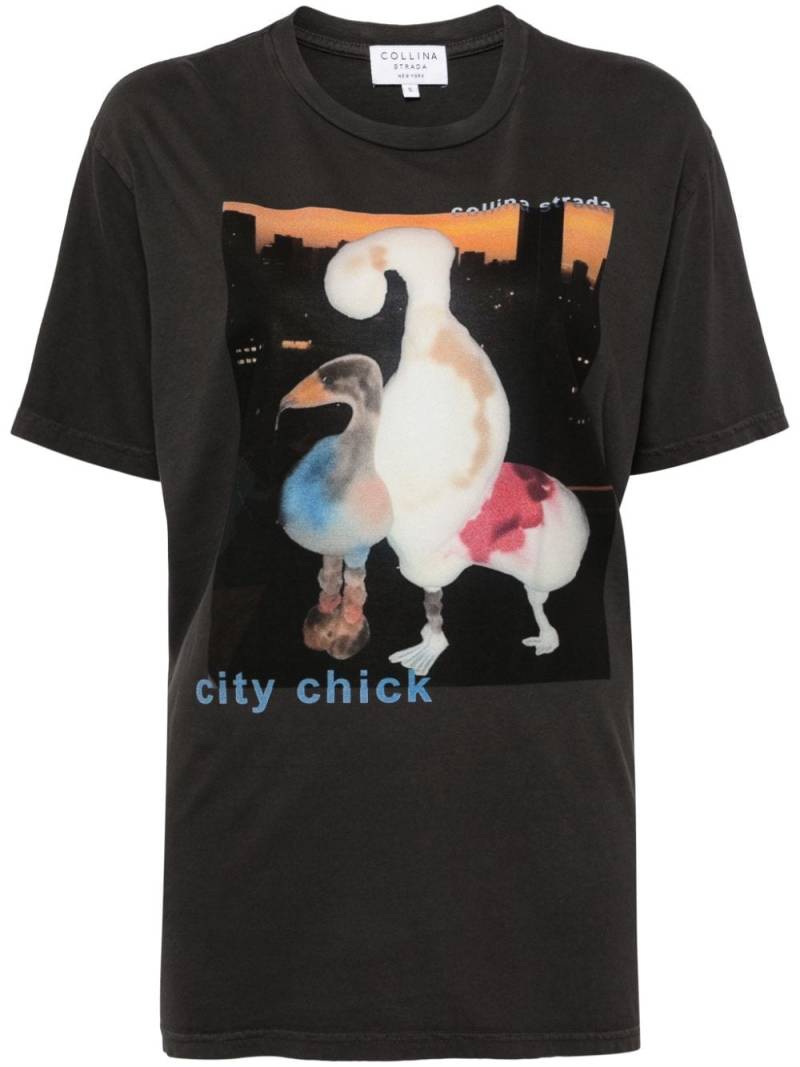 Collina Strada City Chick-print T-shirt - Black von Collina Strada