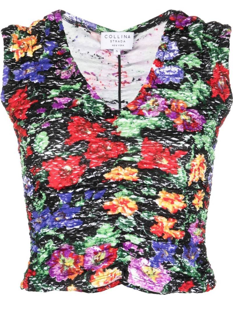 Collina Strada floral-print ruched vest top - Black von Collina Strada