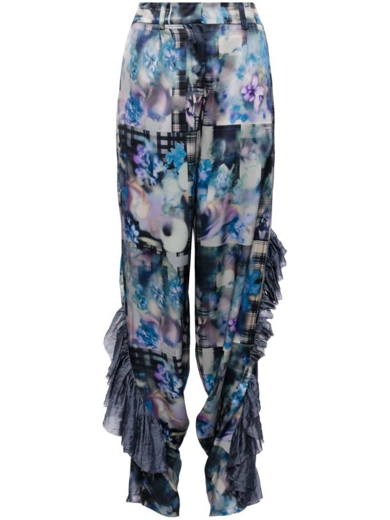 Collina Strada ruffle graphic-print trouser - Blue von Collina Strada