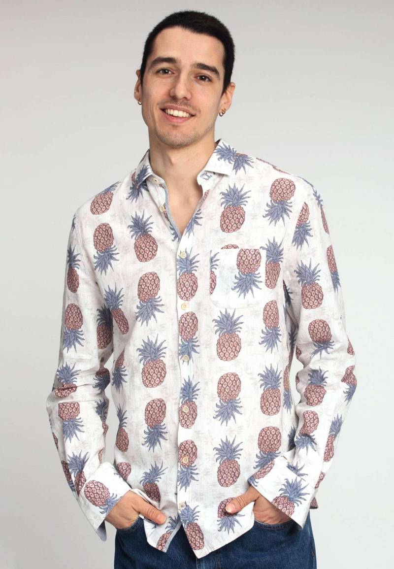 Hemden Shirt Pineapples Print Herren Beige S von Colours & Sons