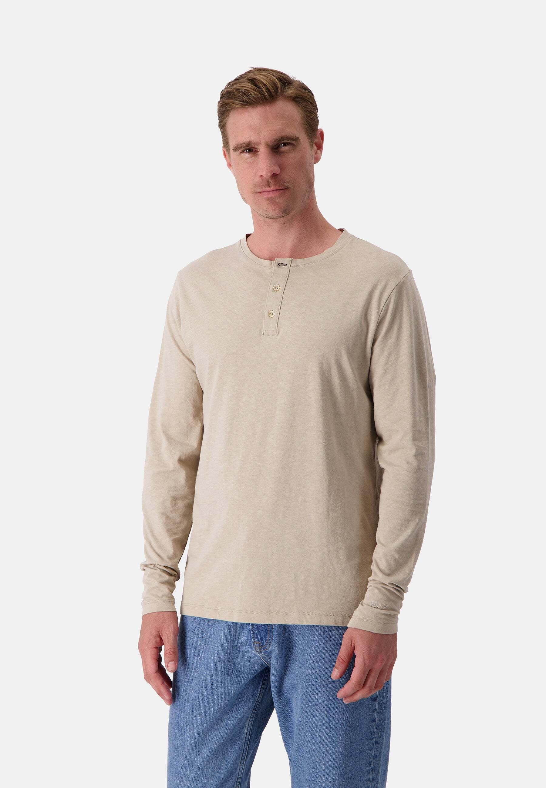 Colours & Sons - Langarmshirts Henley Slub, für Herren, Beige, Größe M von Colours & Sons