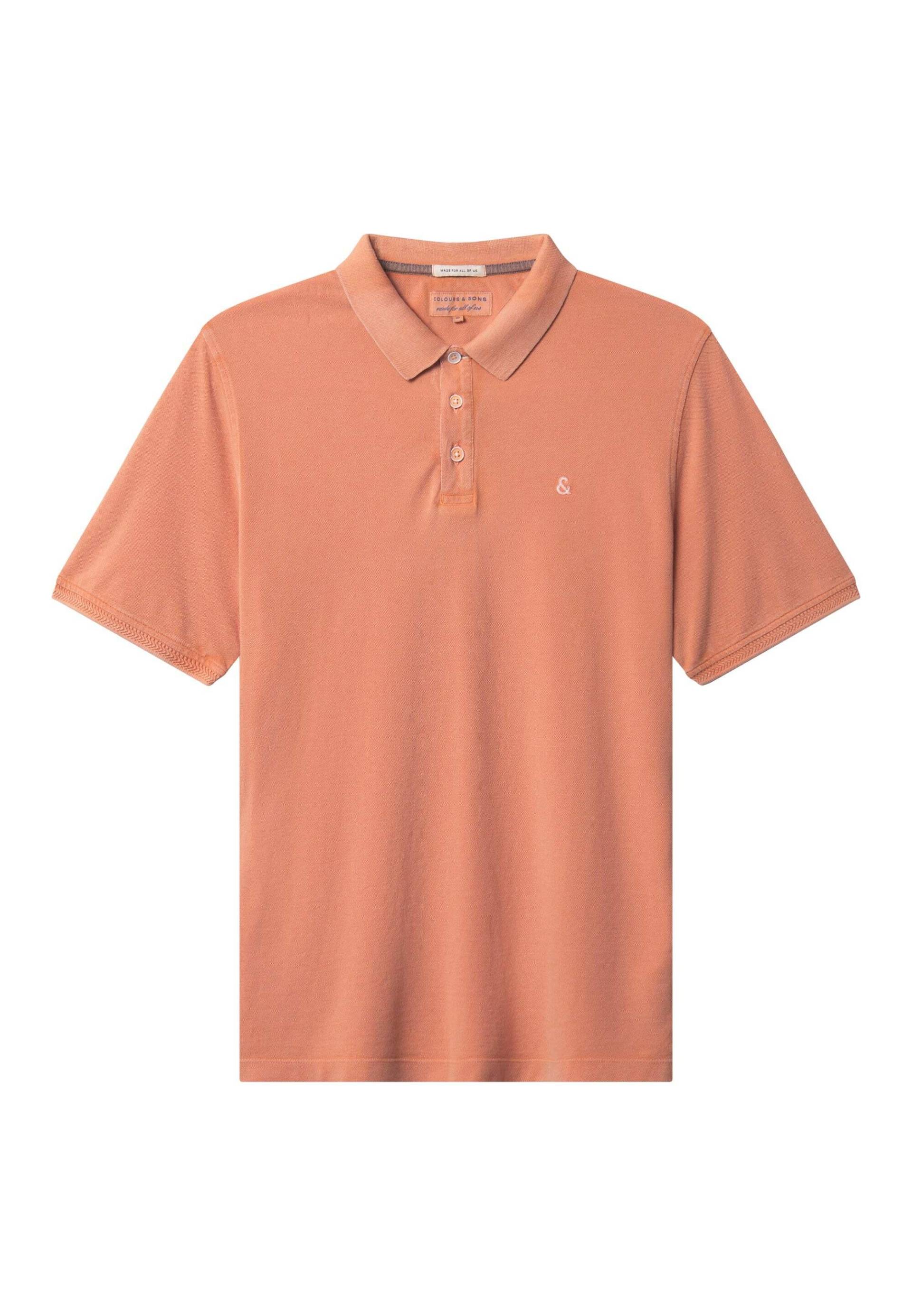 Polos Garment Dyed Herren Orange XL von Colours & Sons