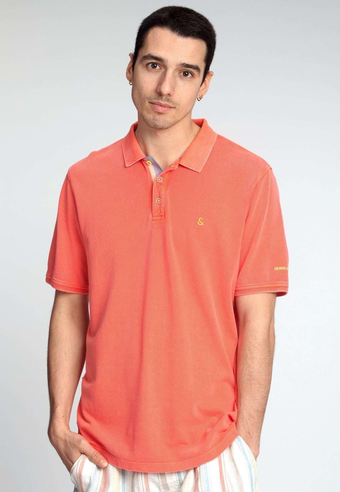 Polos Polo Washed Herren Rosa XL von Colours & Sons