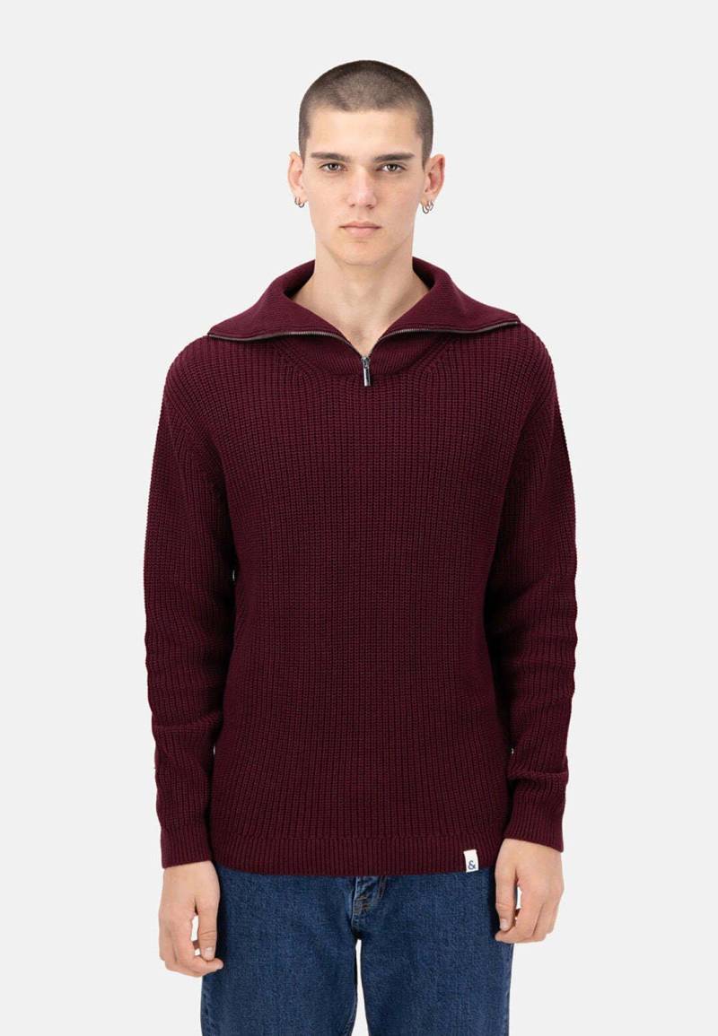 Pullover Mock-zip-half Cardigan Stitch Herren Rot Bunt M von Colours & Sons