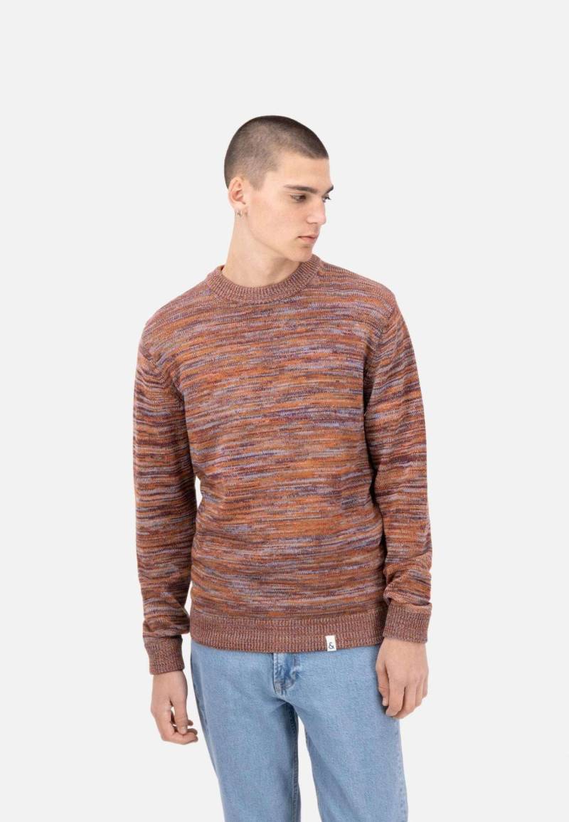 Pullover Roundneck-mouliné Herren Rot Bunt L von Colours & Sons