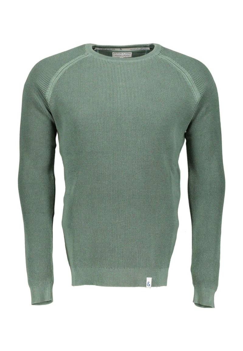 Pullover Roundneck-washed Herren Grün L von Colours & Sons