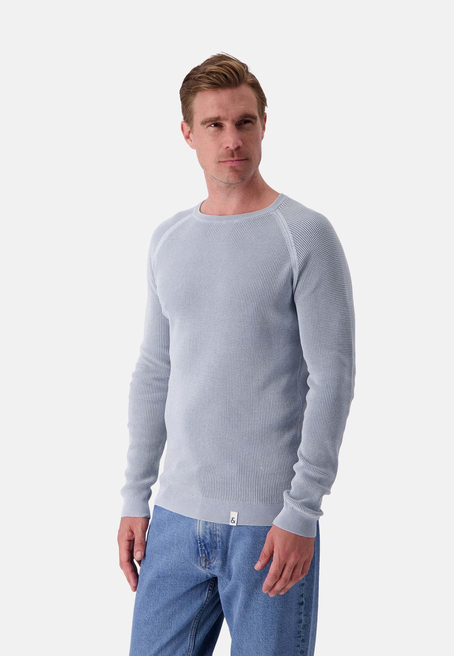 Pullover Roundneck-washed Herren Hellblau L von Colours & Sons