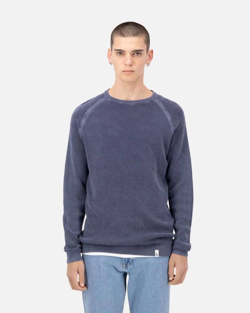 Pullover Roundneck-washed Herren Marine L von Colours & Sons