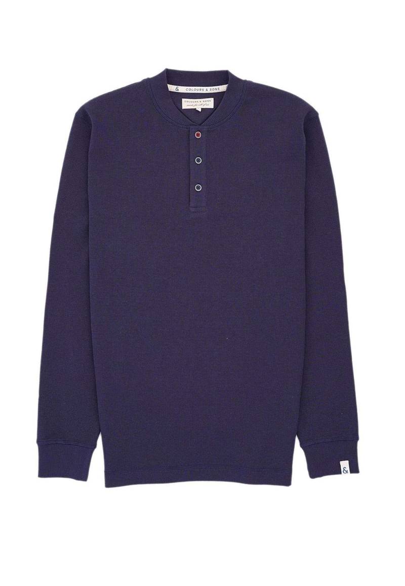 Sweatshirts Serafino-waffle Herren Marine XL von Colours & Sons