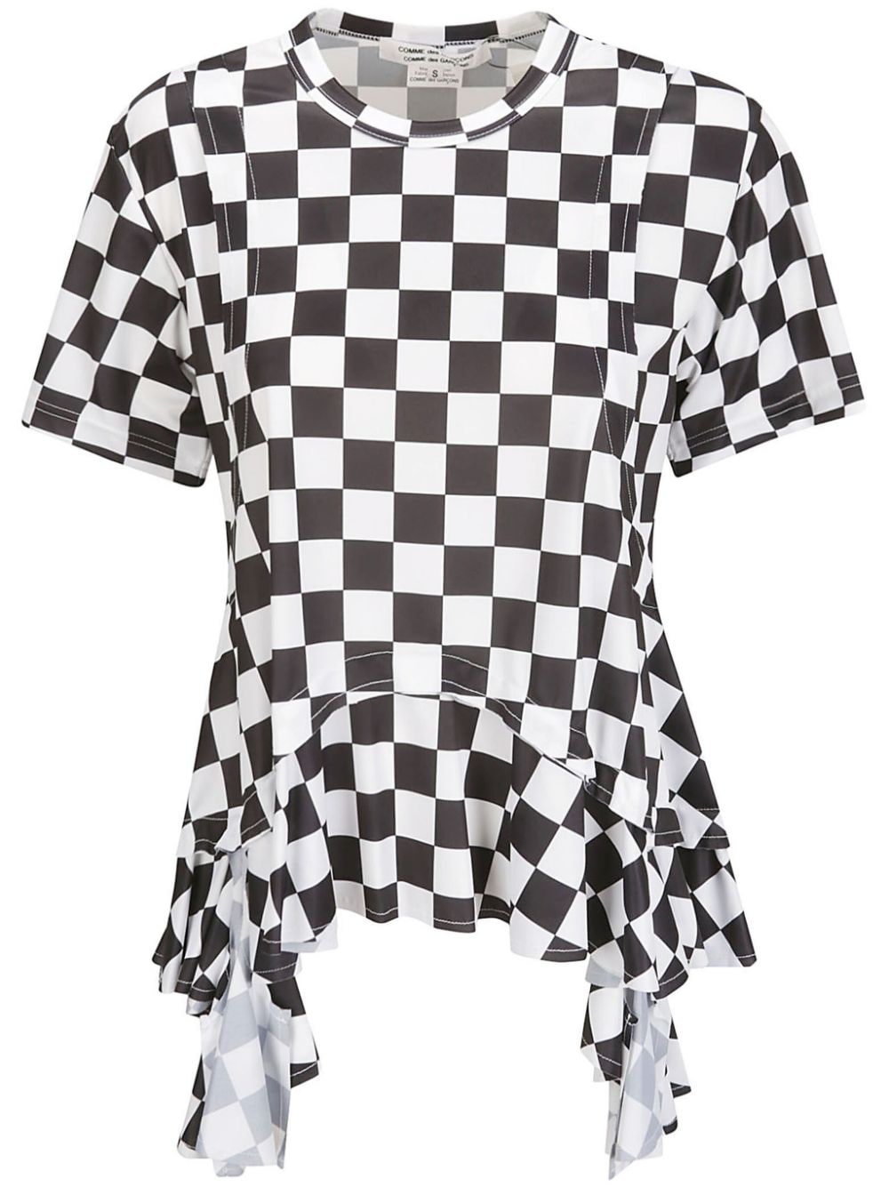 Comme Des Garçons Comme Des Garçons checked handkerchief-hem T-shirt - White von Comme Des Garçons Comme Des Garçons