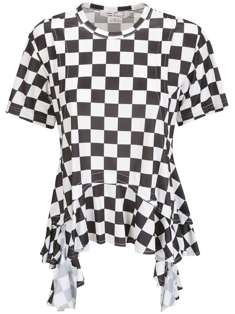 Comme Des Garçons Comme Des Garçons checked handkerchief-hem T-shirt - White von Comme Des Garçons Comme Des Garçons