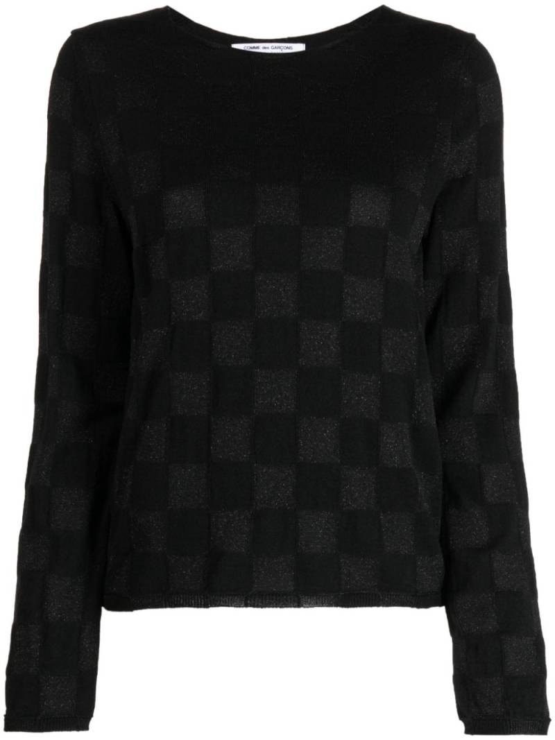 Comme Des Garçons Comme Des Garçons checked long-sleeved knitted top - Black von Comme Des Garçons Comme Des Garçons