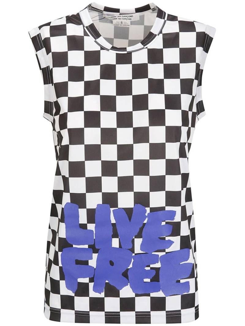 Comme Des Garçons Comme Des Garçons checked slogan-print tank top - White von Comme Des Garçons Comme Des Garçons