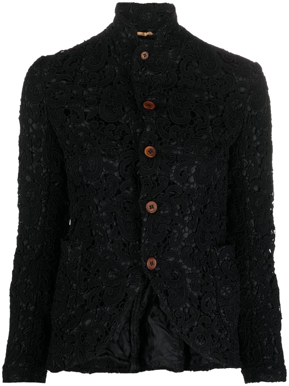 Comme Des Garçons Comme Des Garçons floral-embroidered button-up jacket - Black von Comme Des Garçons Comme Des Garçons