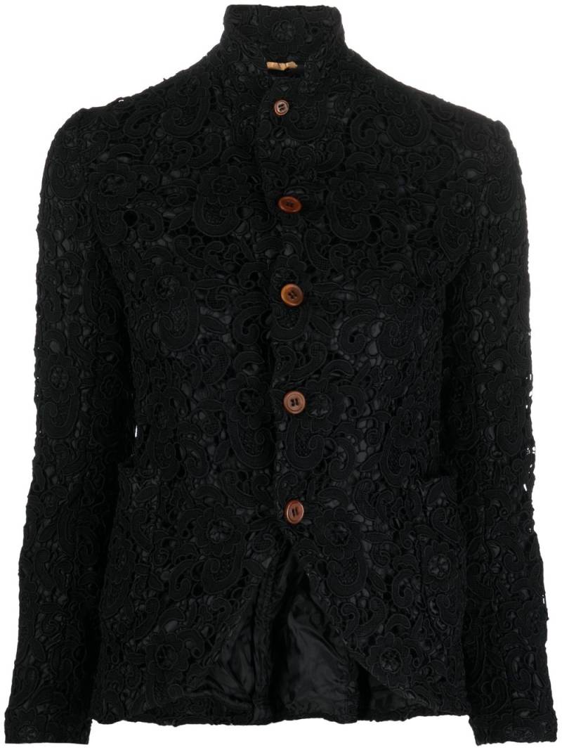 Comme Des Garçons Comme Des Garçons floral-embroidered button-up jacket - Black von Comme Des Garçons Comme Des Garçons