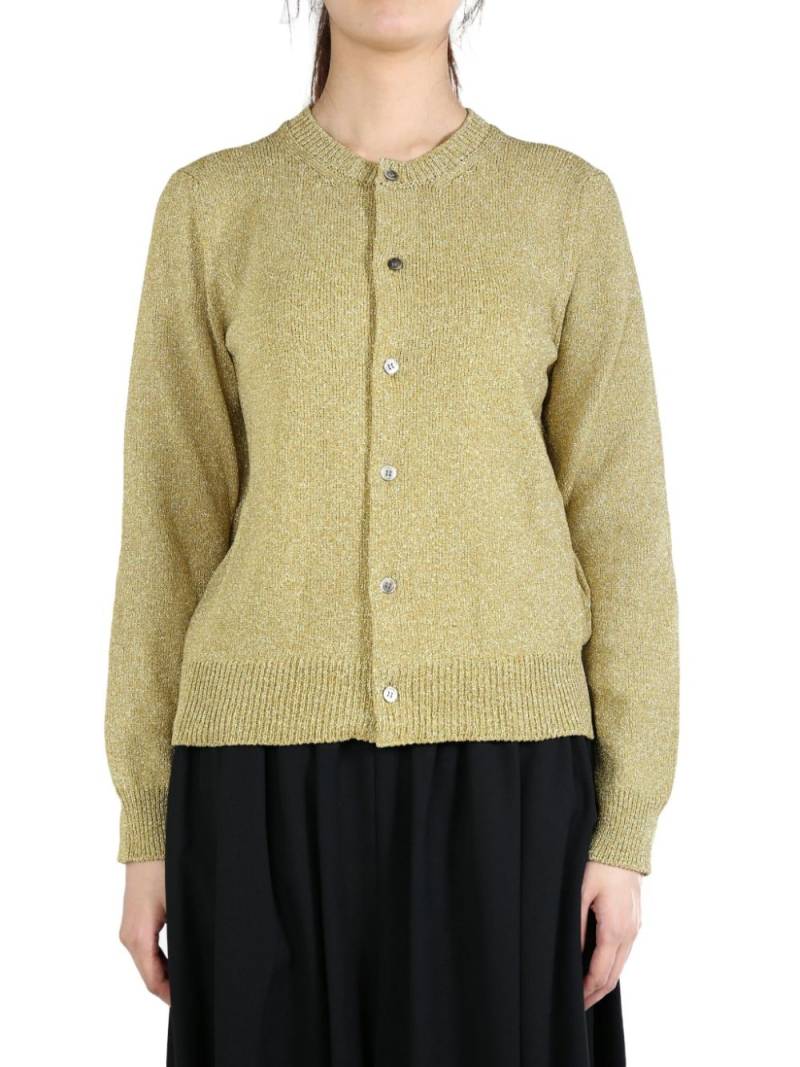 Comme Des Garçons Comme Des Garçons metallic knitted cardigan - Gold von Comme Des Garçons Comme Des Garçons