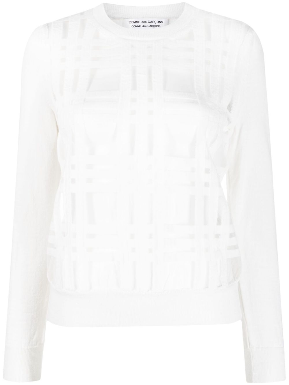 Comme Des Garçons Comme Des Garçons plaid appliqué knit top - White von Comme Des Garçons Comme Des Garçons