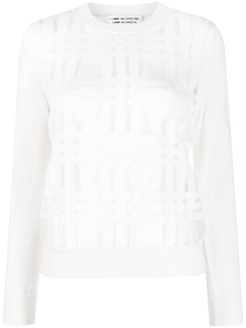 Comme Des Garçons Comme Des Garçons plaid appliqué knit top - White von Comme Des Garçons Comme Des Garçons