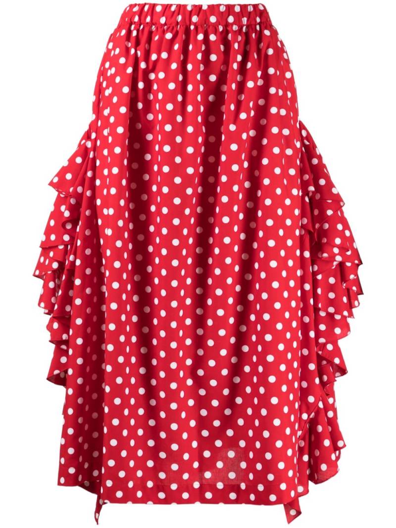 Comme Des Garçons Comme Des Garçons polka-dot print ruffle-detailing skirt - Red von Comme Des Garçons Comme Des Garçons