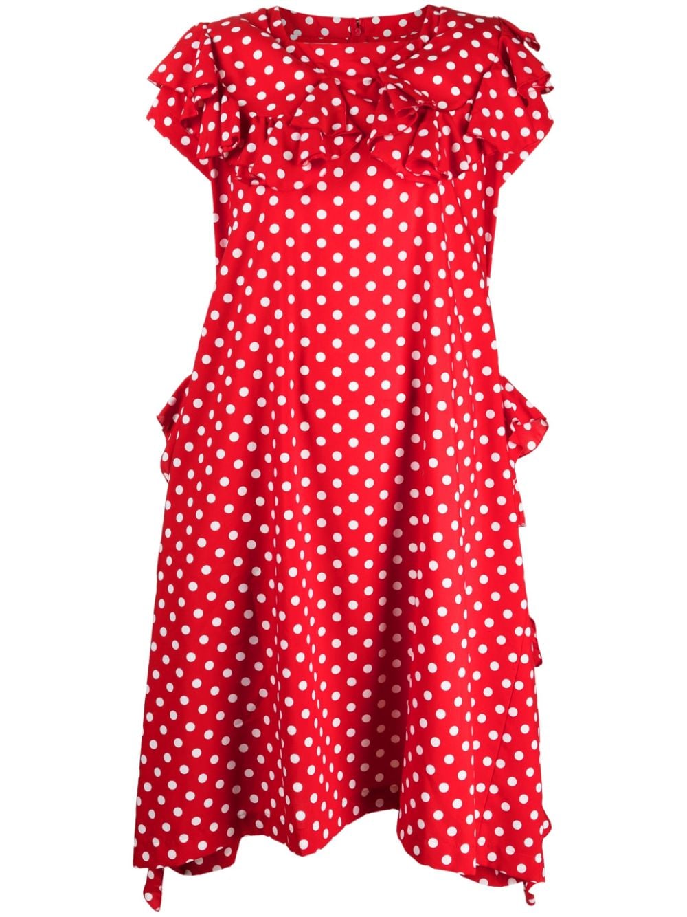 Comme Des Garçons Comme Des Garçons polka dot-print ruffled midi dress - Red von Comme Des Garçons Comme Des Garçons