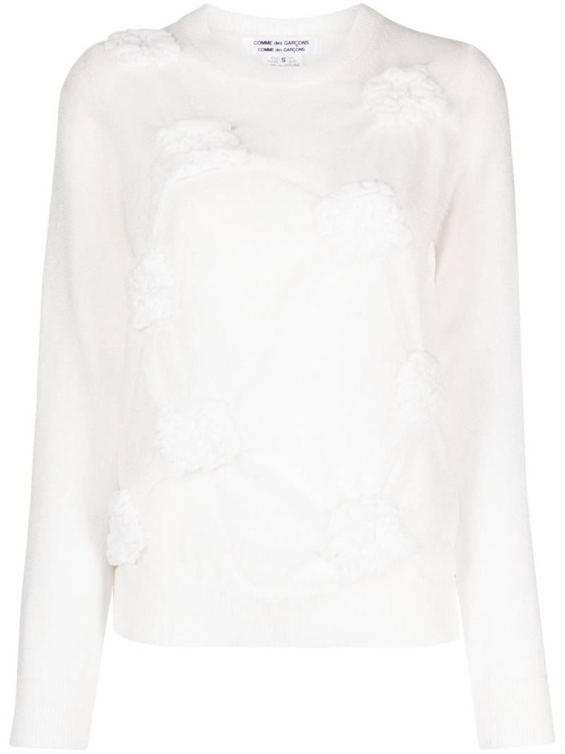 Comme Des Garçons Comme Des Garçons round-neck glitter knitted top - White von Comme Des Garçons Comme Des Garçons