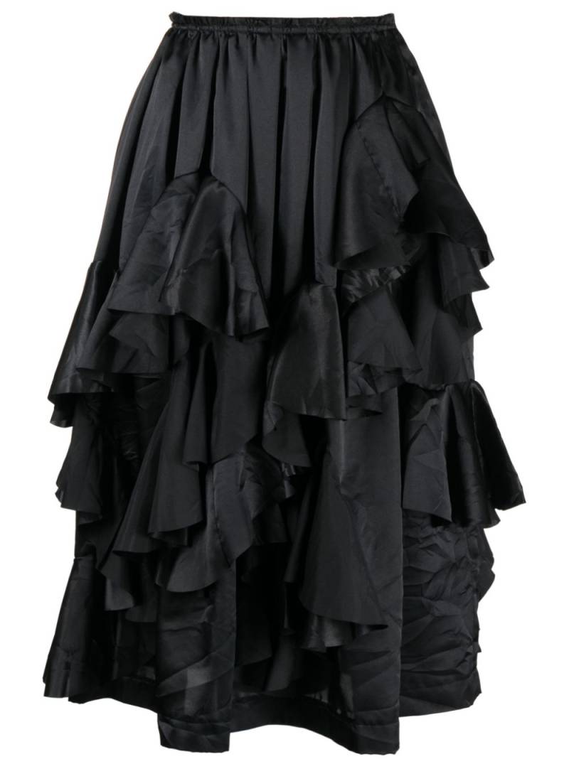 Comme Des Garçons Comme Des Garçons satin ruffled midi skirt - Black von Comme Des Garçons Comme Des Garçons