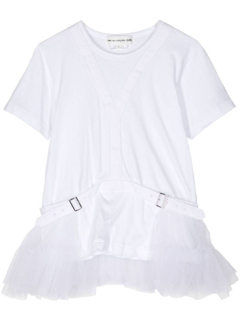 Comme Des Garçons Girl Peplum-finish V-Neck T-Shirt - White von Comme Des Garçons Girl