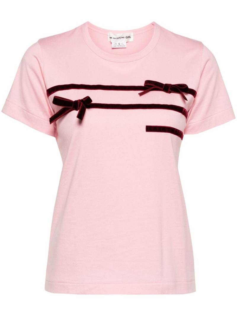 Comme Des Garçons Girl ribbon-embellished T-shirt - Pink von Comme Des Garçons Girl