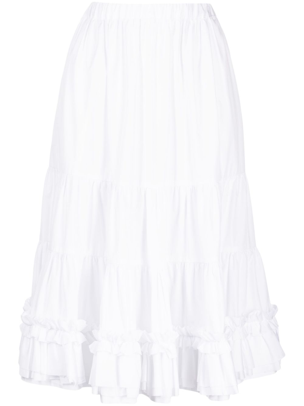 Comme Des Garçons Girl tiered cotton midi skirt - White von Comme Des Garçons Girl