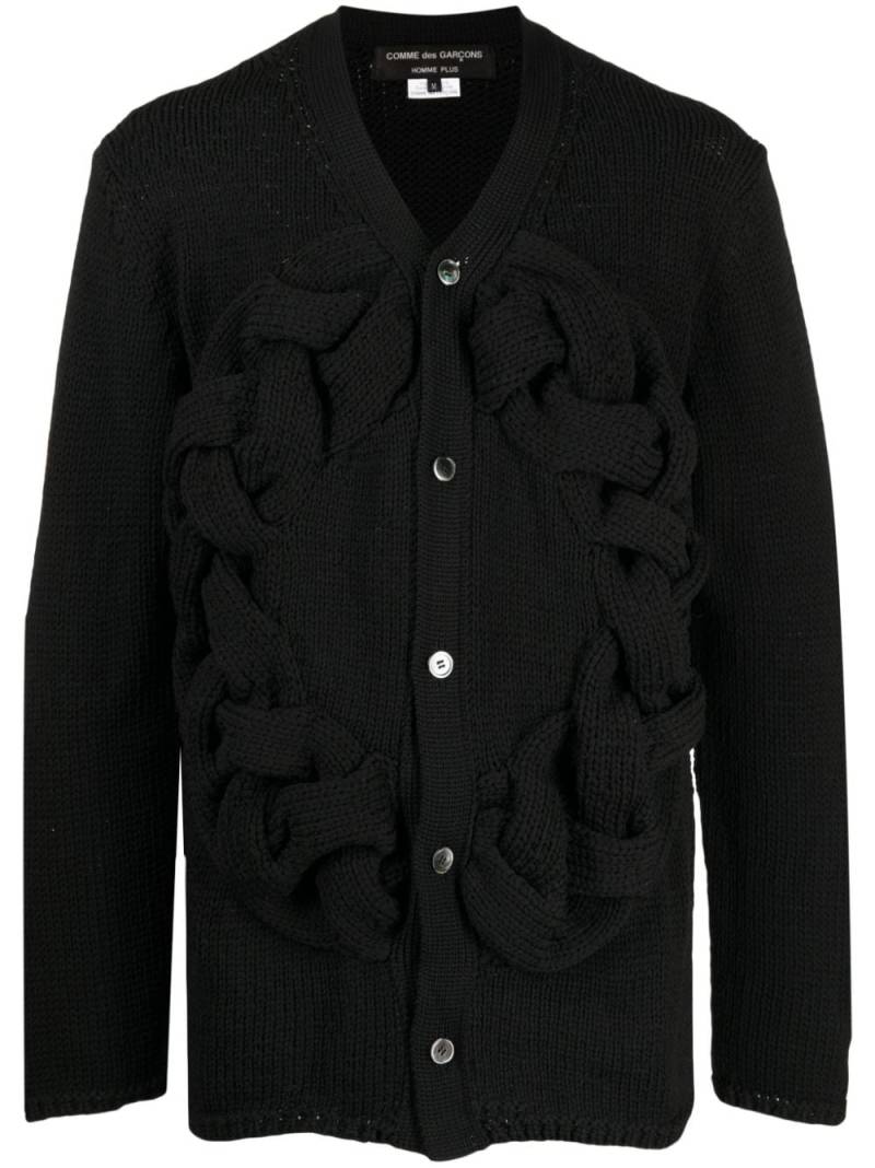 Comme des Garçons Homme Plus braided-band V-neck cardigan - Black von Comme des Garçons Homme Plus