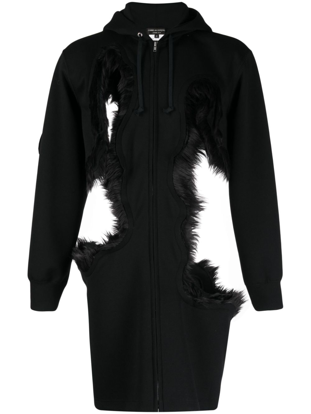 Comme des Garçons Homme Plus cut-out faux-fur trim hoodie - Black von Comme des Garçons Homme Plus