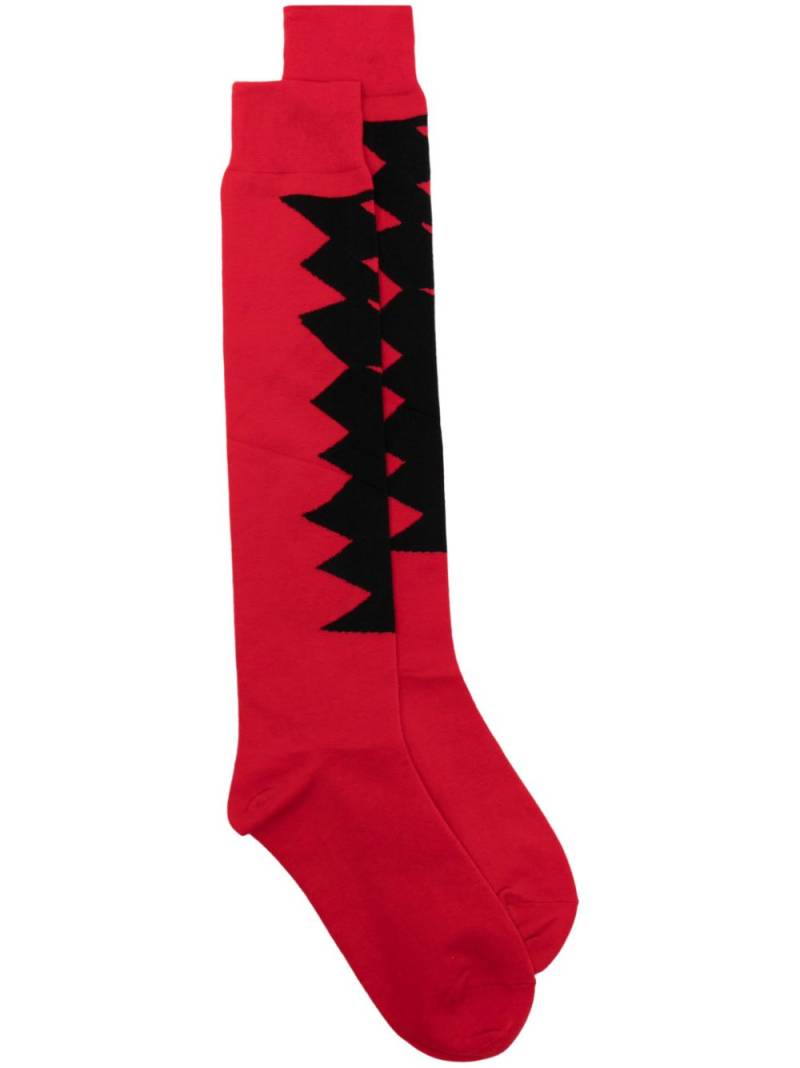 Comme des Garçons Homme Plus graphic-print cotton socks - Red von Comme des Garçons Homme Plus