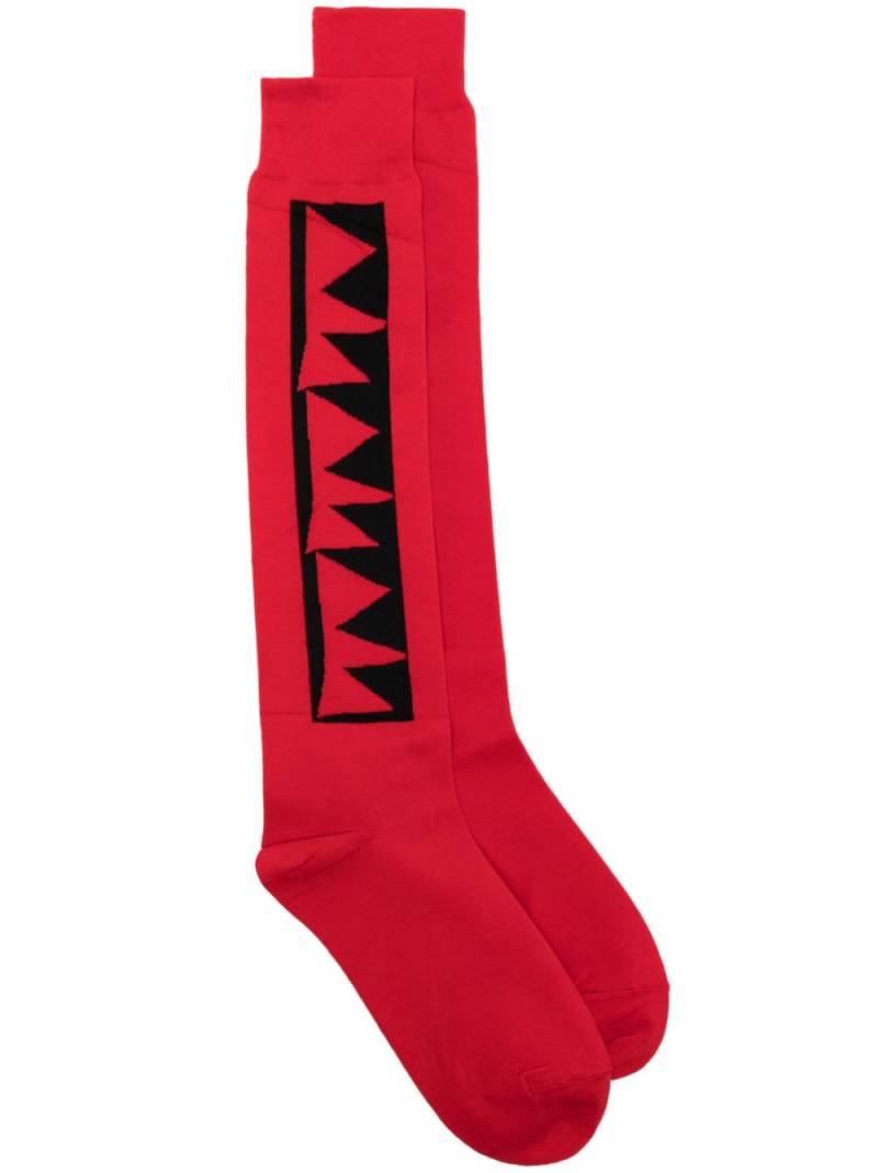 Comme des Garçons Homme Plus patterned intarsia-knit cotton socks - Red von Comme des Garçons Homme Plus