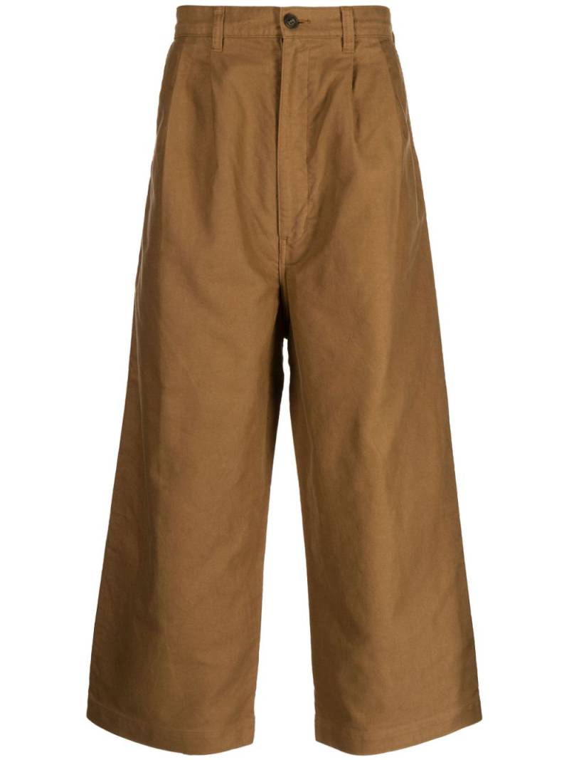 Comme des Garçons Homme wide-leg cropped cotton trousers - Brown von Comme des Garçons Homme