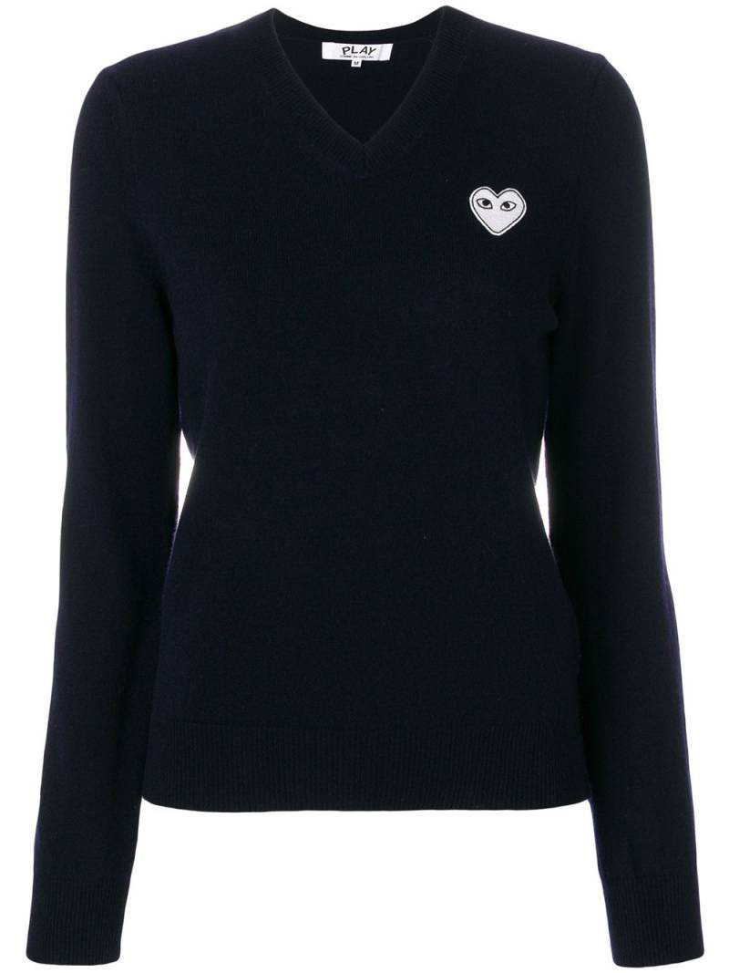 Comme Des Garçons Play V-neck heart-logo sweater - Blue von Comme Des Garçons Play