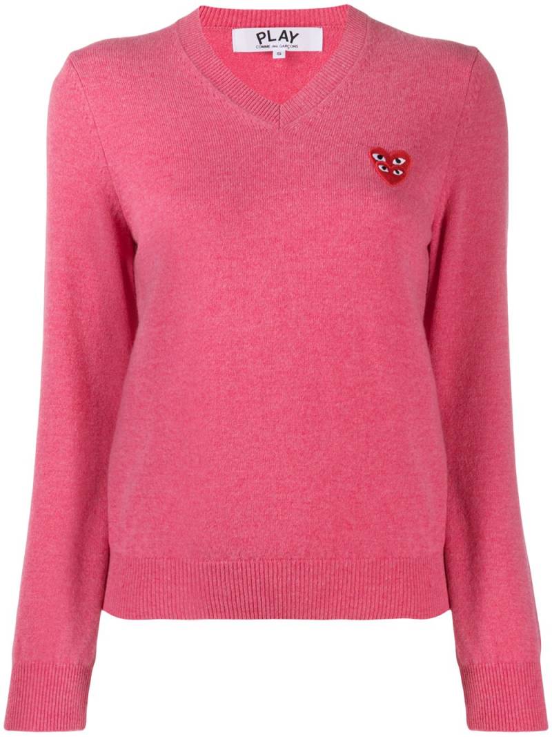 Comme Des Garçons Play V-neck overlapping heart top - Pink von Comme Des Garçons Play