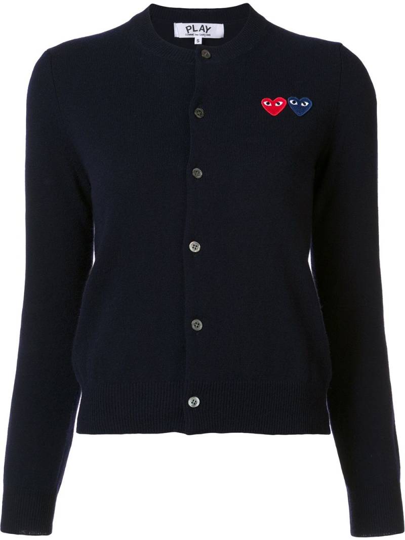 Comme Des Garçons Play double heart cardigan - Blue von Comme Des Garçons Play