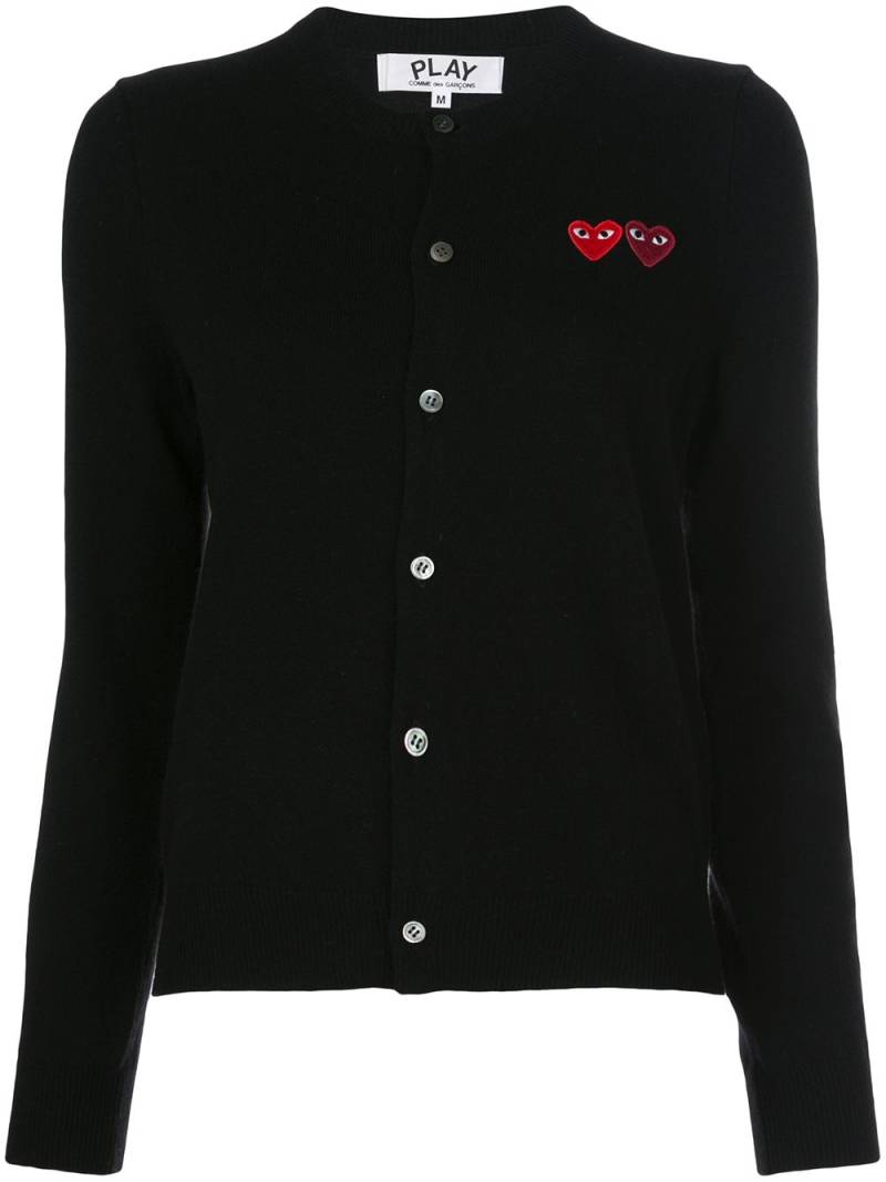 Comme Des Garçons Play double heart-patch knit cardigan - Black von Comme Des Garçons Play