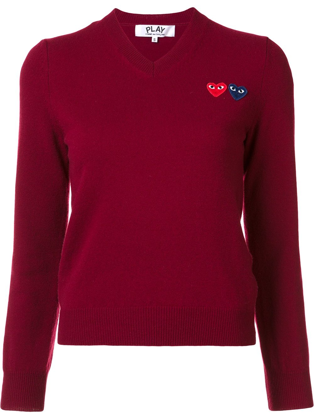 Comme Des Garçons Play double heart v-neck jumper - Red von Comme Des Garçons Play