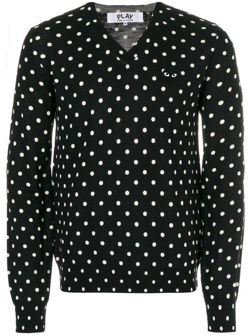 Comme Des Garçons Play embroidered heart polka dot jumper - Black von Comme Des Garçons Play