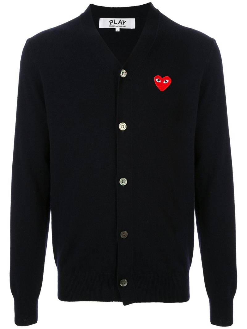 Comme Des Garçons Play embroidered logo cardigan - Blue von Comme Des Garçons Play