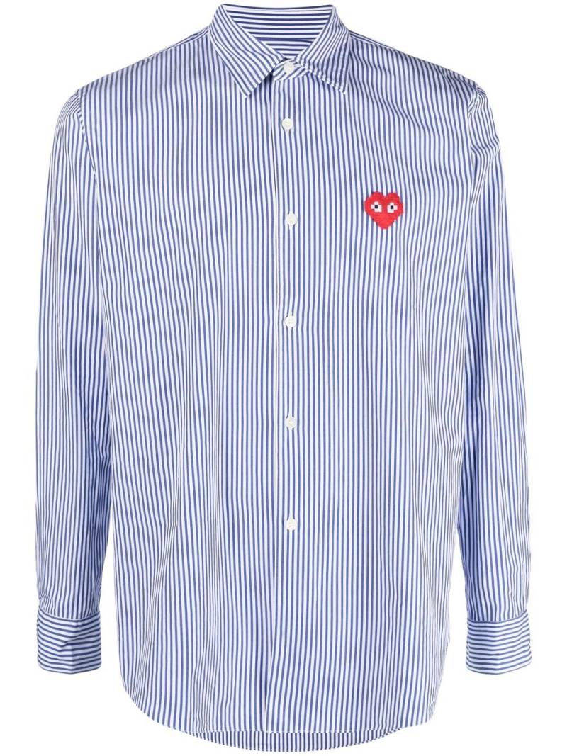 Comme Des Garçons Play embroidered-logo striped shirt - Blue von Comme Des Garçons Play