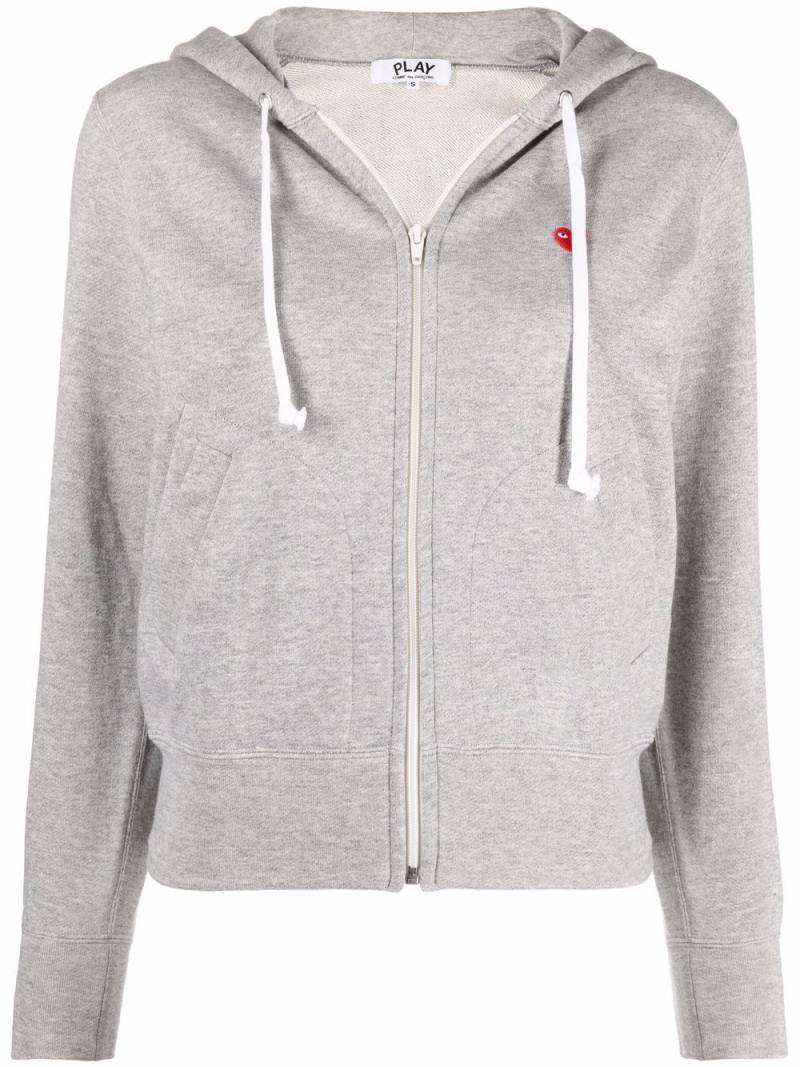 Comme Des Garçons Play embroidered-motif zip-fastening hoodie - Grey von Comme Des Garçons Play