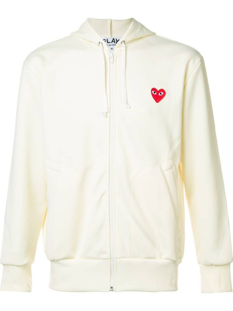 Comme Des Garçons Play embroidered zipped hoodie - White von Comme Des Garçons Play