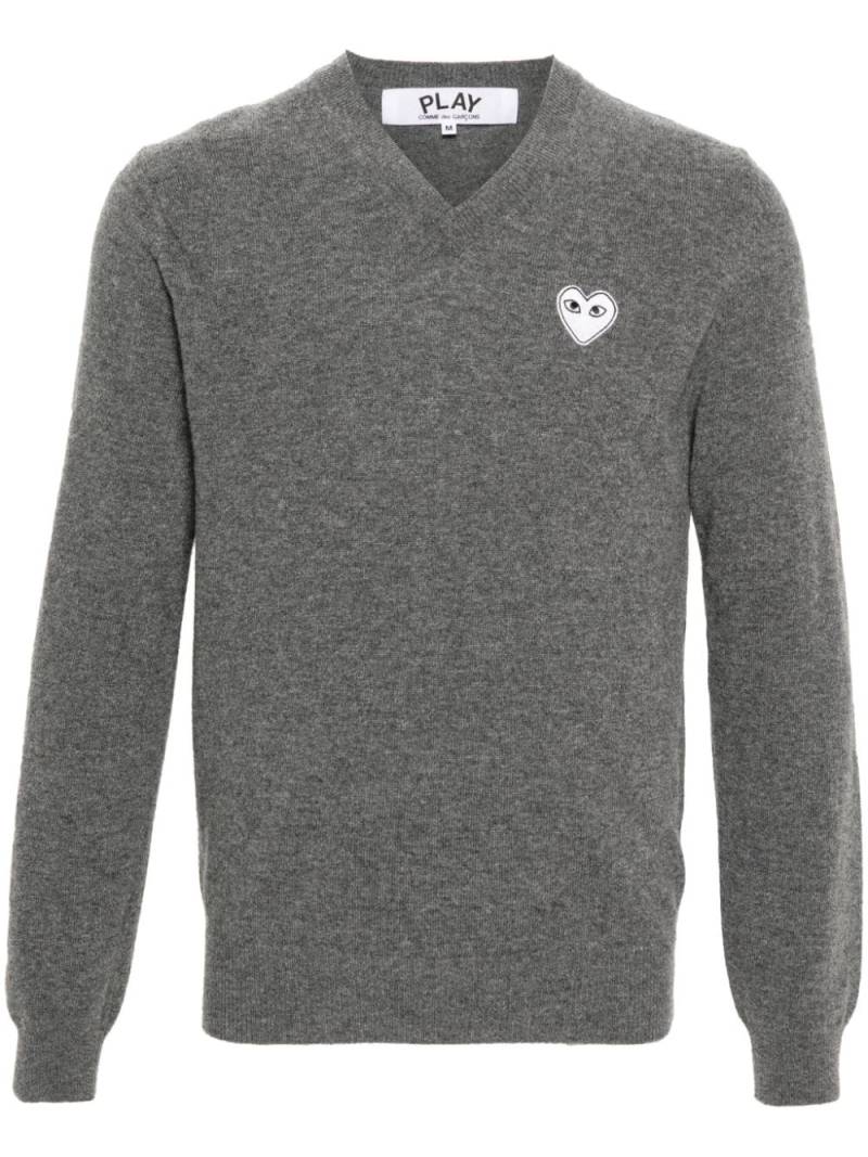 Comme Des Garçons Play heart-patch mélange-effect wool jumper - Grey von Comme Des Garçons Play