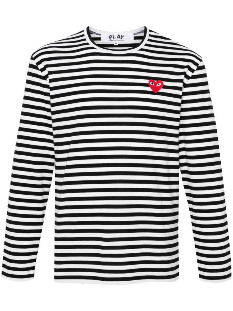 Comme Des Garçons Play heart-patch striped cotton T-shirt - Black von Comme Des Garçons Play